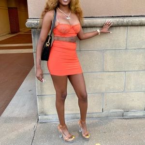 FN orange mini skirt set 🧡